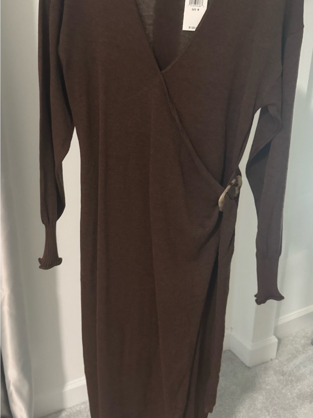 Astr Brown Knit Maxi Wrap Dress